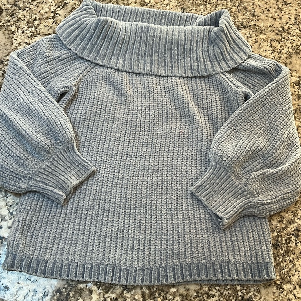 Pink Rose, Light Blue, Chenille, Knit, Cowl Neck Sweater, Size: Small